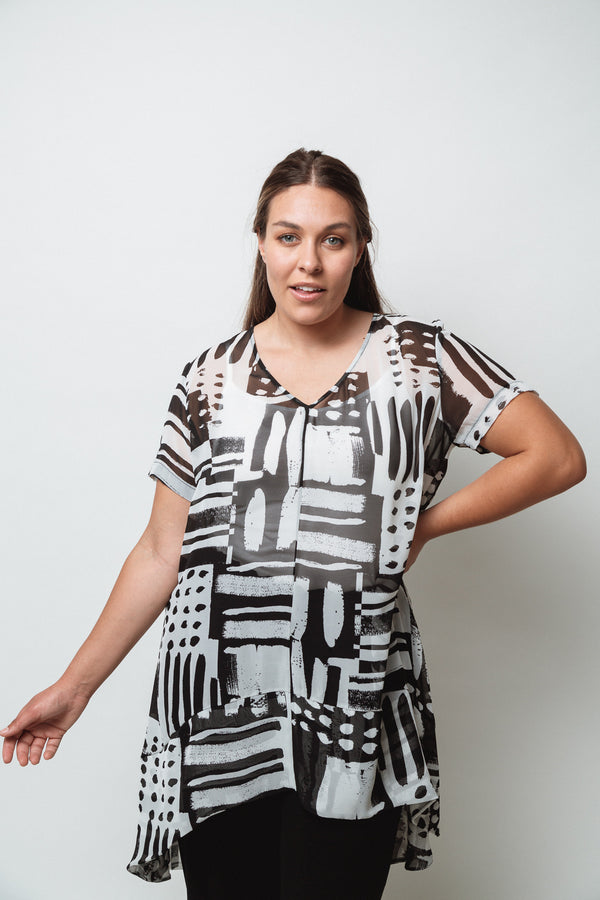 Balearic Top- Black/White